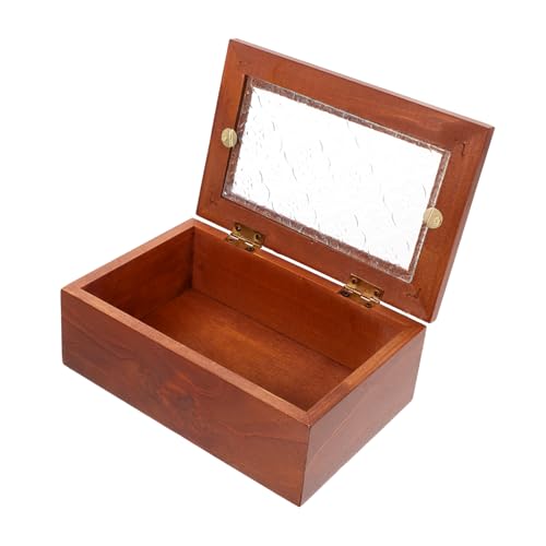 Ciieeo Box Zuckerpäckchen Vintage Schmuck Organizer Teepäckchen Organizer Zuckerpäckchenhalter Retro Schmuckkästchen Schatztruhe Glasfenster Truhe Glasfensterkasten Holz