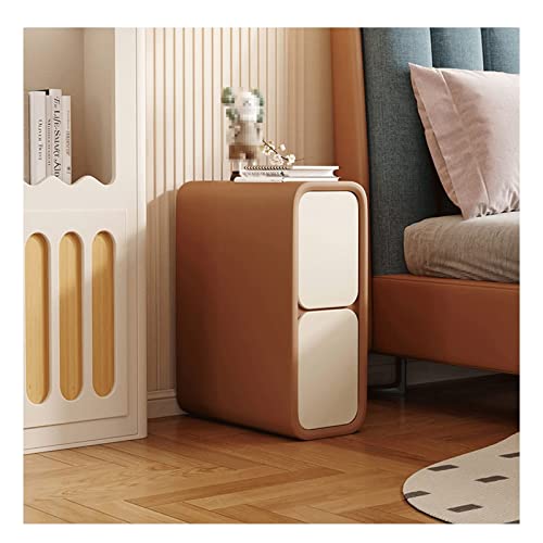 Nachttisch, schmaler Nachttisch mit Schubladen, Mikrofaser-Leder, Nachttisch, minimalistisch, schmal, Sofa, Beistelltisch für kleine Räume, Schlafzimmermöbel, Aufbewahrungsschrank, Truhe