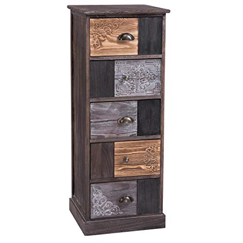 CARO-Möbel Schubladenkommode MARA Standregal Aufbewahrungsregal im Shabby Chic Vintage Look mit 5 Schubladen