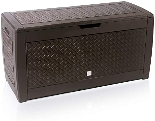 Casaria Auflagenbox 310 Liter Haltegriffe UV Beständigkeit Rollbar 119x48x60cm Terrasse Balkon Gartenbox Kissen Flecht Optik Anthrazit