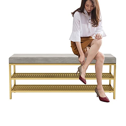 Schuhregalbank, Schuhaufbewahrungsschrank für den Flur mit Sitz, 3-stufiges industrielles Schuhregal mit Lagerregalen, Eingangsbank für kleine Räume, Foyer, Eingangsbereich, Schlafzimmer, Wo