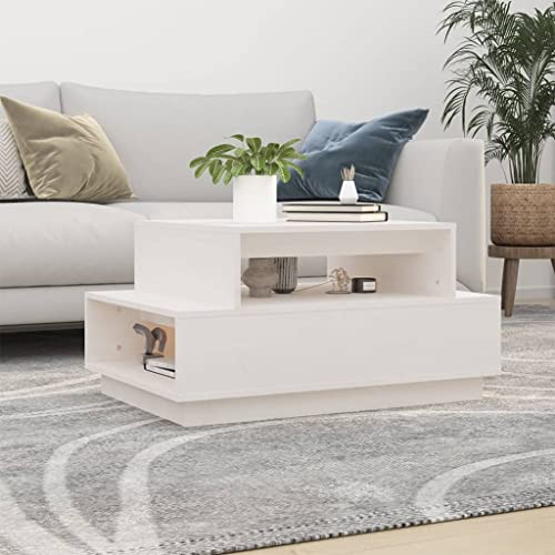 BUKSCYJS Truhentisch Couchtisch,Modern Sofa Tischcouchtisch Weiß 80x55x40,5 cm Massivholz Kiefergeeignet FüR Wohnzimmer, Neben Dem Sofa, Arbeitszimmer, Konferenzraum