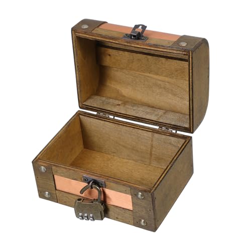 WEKADRIN Retro- Aus Holz Schmuckkästchen Aufbewahrungskorb Hölzerne Truhe Kleine Schachteln Mit Deckel Truhe Mit Schloss Aufkleberanzeige Schatzkiste Groß
