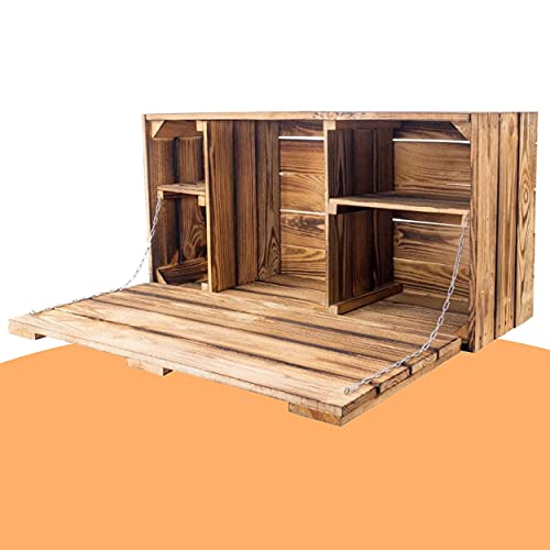 Vintage Möbel 24 GmbH Außergewöhnliche, große Holztruhe mit Deckel, geflammt und mit Fächern, zum Verstauen All Ihrer Schätze, neu, 81x41x31cm