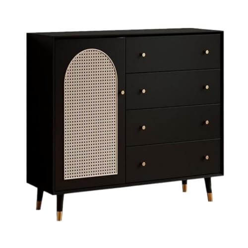 DTQBYOY Schließfach Rattan-Eimer-Truhe, Schlafzimmer-Aufbewahrung sschrank, Wohnzimmer, Eingang, Heller Luxus-Aufbewahrungsschran k, Schubladentruhe Schließfachschrank(Black ,A)