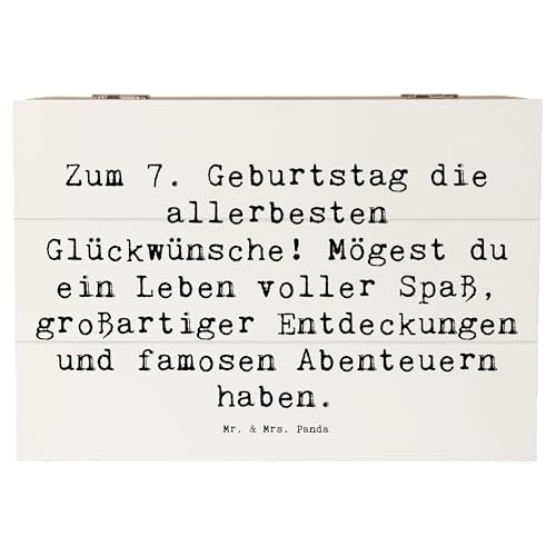 Mr. & Mrs. Panda 22 x 15 cm Holzkiste Spruch 7. Geburtstag - Geschenk, Glückwünsche 7. Geburtstag, Truhe, Geschenkdose, Geburtstagsgrüße Kinder,