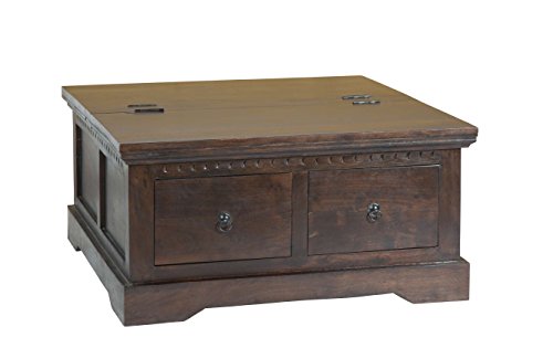 MiaMöbel Truhentisch Colombo 90x45x90 cm Kolonialstil Massivholz Akazie Walnuss