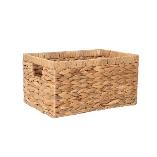 Geflochtene natürliche Wasserhyazinthe Rechteckige Aufbewahrungskörbe mit innenliegendem Griff (Mittel)