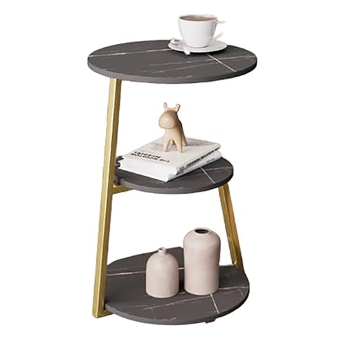 Beistelltisch aus Marmor mit 3 Etagen, rund, für Wohnzimmer, moderne Truhe, offener Nachttisch, Regal, 40,6 cm, Kaffee-Akzenttisch für Schlafzimmer, Dekoration