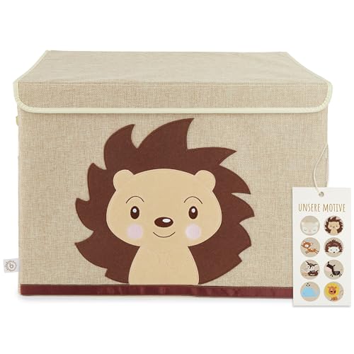 Bieco Aufbewahrungsbox mit Deckel groß für Kinderzimmer - Igel Piksi - Spielzeugkiste mit Deckel Aufbewahrungsbox Kinderzimmer - Sitztruhe Kinder Truhe Aufbewahrung Kinderzimmer Spielzeugkiste Baby