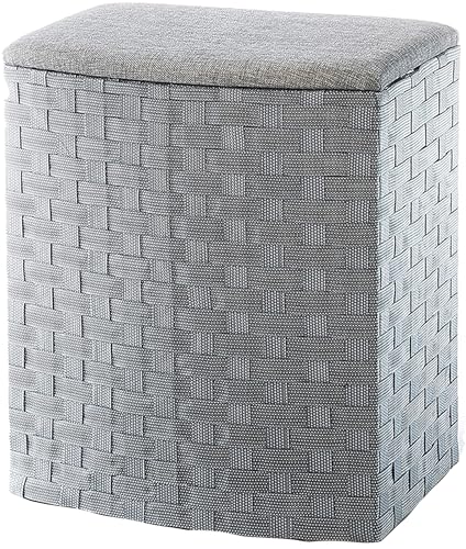 Kobolo Wäschebehälter aus Nylon | grau | 45x33x53 cm | robuster Wäschesammler | Wäschebox für Textilien | Wäschekorb mit Deckel | Wäschetruhe in modernem Design für Badezimmer & Schlafzimmer