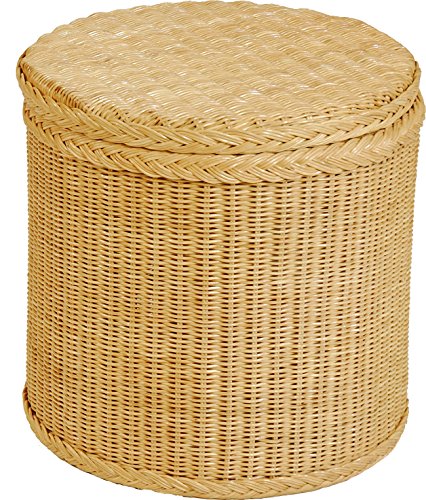 Rattan Wäschekorb / Wäschetruhe mit stabilem Deckel / Rund in der Farbe Honig - Versandkostenfrei