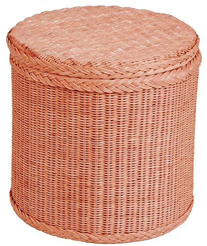 korb.outlet Rattan Wäschekorb/Wäschetruhe mit stabilem Deckel aus echtem Rattan/Rund in der Farbe Apricot
