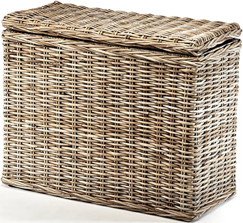 Kobolo Wäschesortierer Wäschesammler - 3 Fächer - Rattan Kubu grau