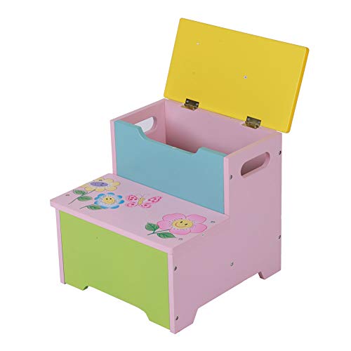 Cocoarm Spielzeugkiste Holzkiste Aufbewahrung Sitzbank Tischbank Spielzeugtruhe Spielzeugbox Kindermöbel, 33 x 32 x 31cm (Stil 1)