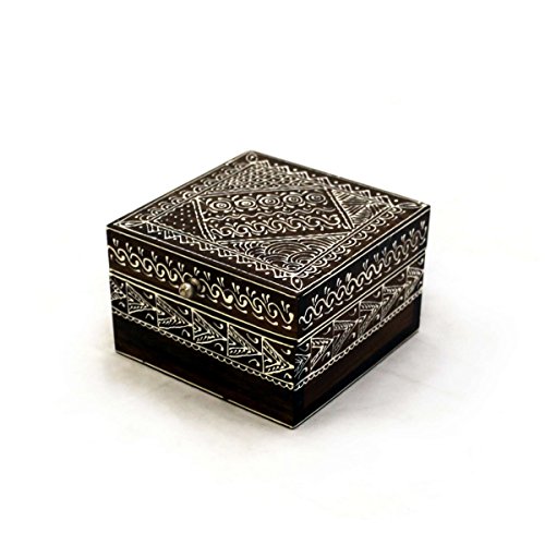 Holz Box Aufbewahrungsbox Schatzkiste 'Schatztruhe Handbemalt Kiste Bemalt Truhe Orientalisch Massivholz Braun weiß - Gall&Zick