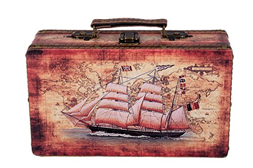 Truhe Kiste SJ 1280 Koffer , Kofferset , Holztruhe mit edlem Leder bezogen im Vintage Look, Schatzkiste,Kiste, Piratenkiste, Kleinmöbel, Mit Metallbeschlägen, Antikoptik, Holz, verschieden Größen, Maritim, Deko, Hochwertig, Kolonialtruhe, Kolonialstil, H