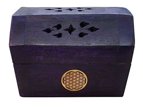 Saraswati Räucherkegelhalter Blume des Lebens violett 9x6cm