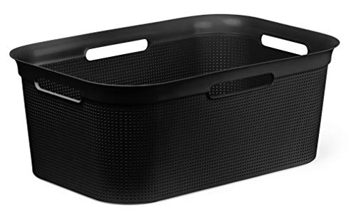 Rotho Brisen Wäschekorb 40 l, Kunststoff (PP), schwarz 40 Liter (60 x 40 x 23,2 cm)